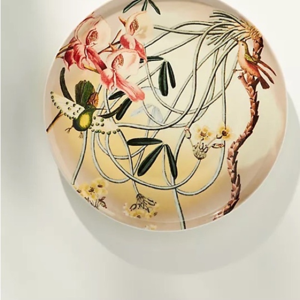 Anthropologie Coral Orchid Dessert Plate